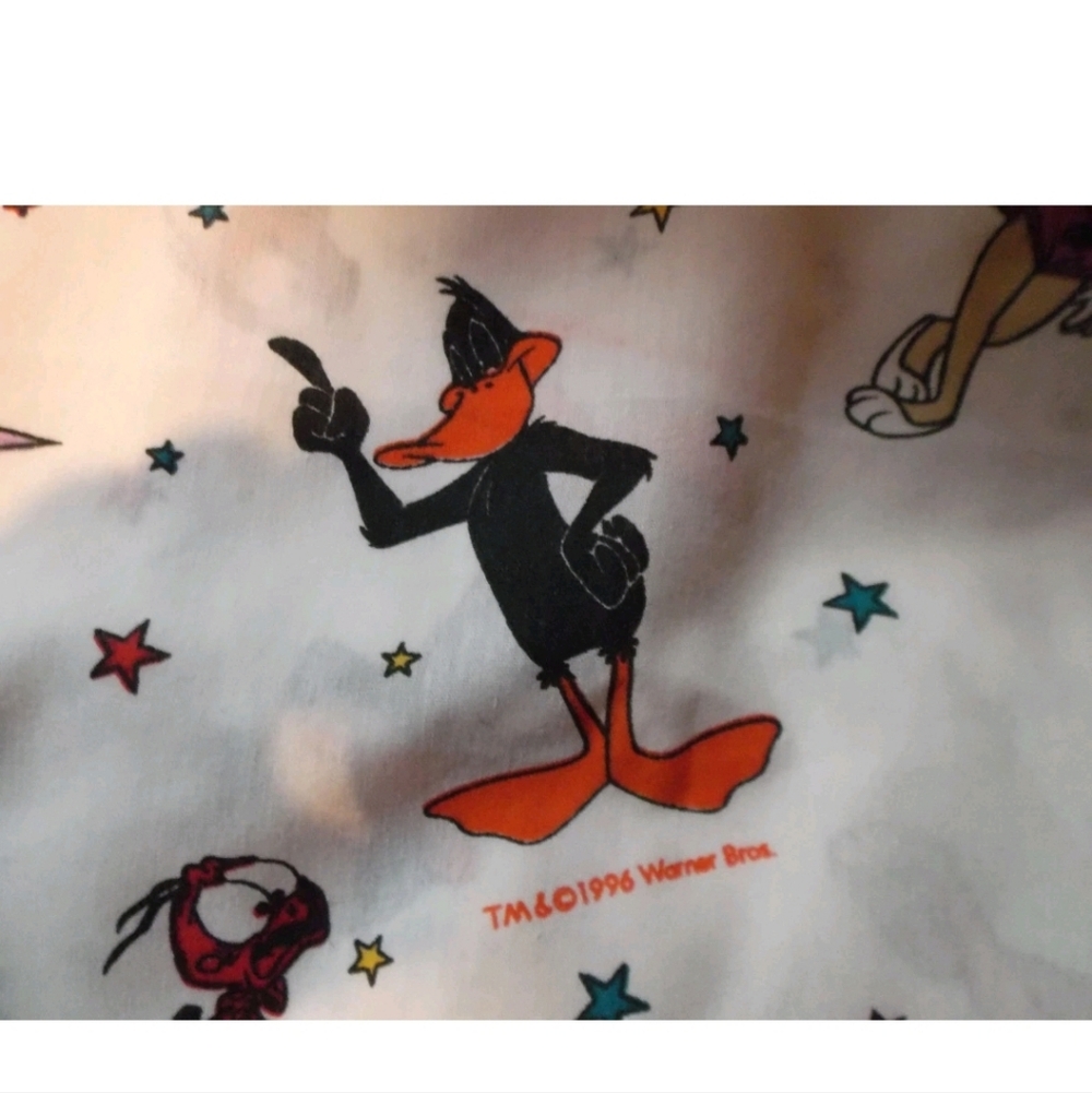 Vintage Space Jam Twin Bed Sheet 1996 Warner Bros Looney Tunes